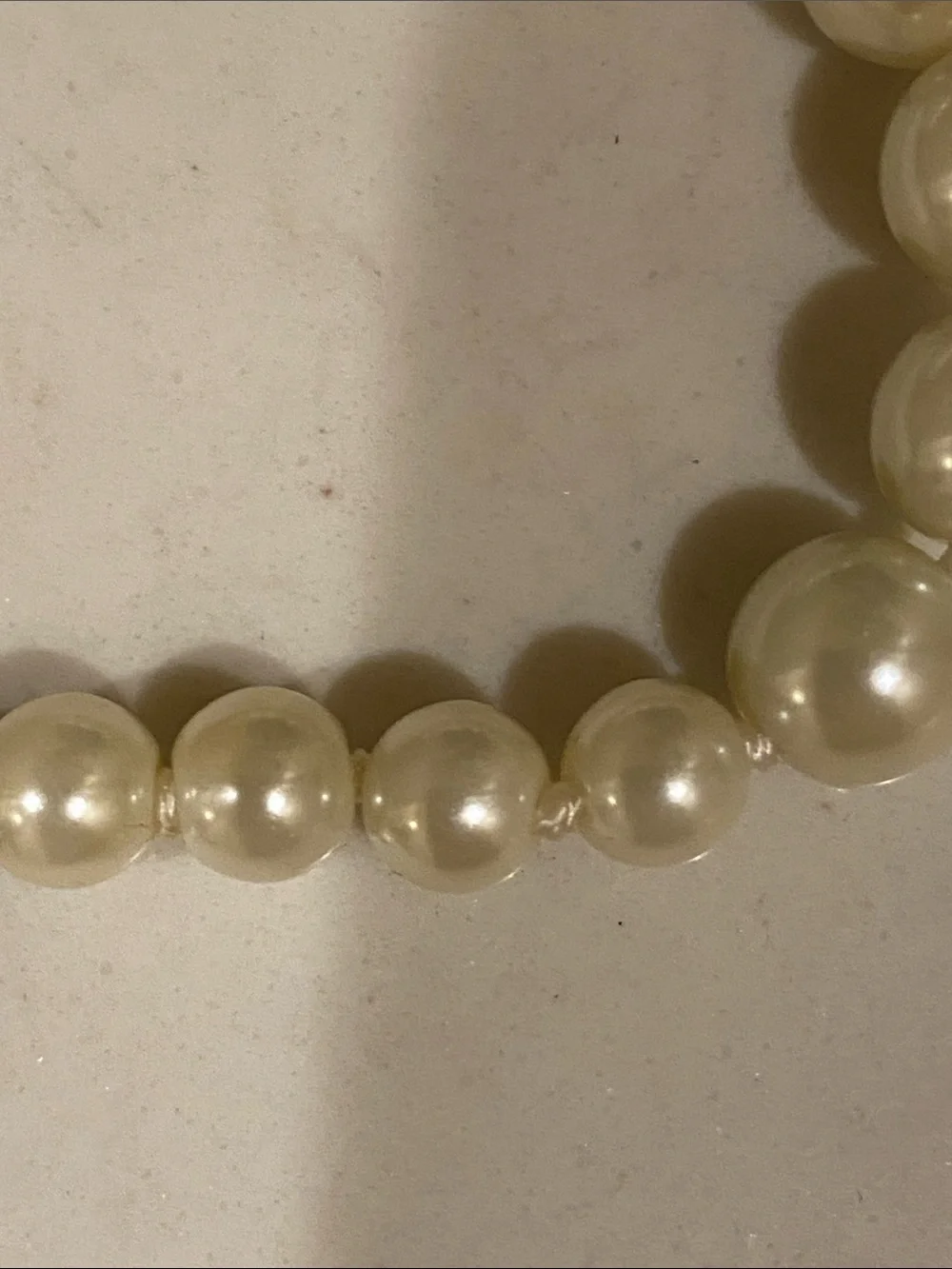 Pearl Bead Bracelet with Interlocking CC Logo Charm - Cream